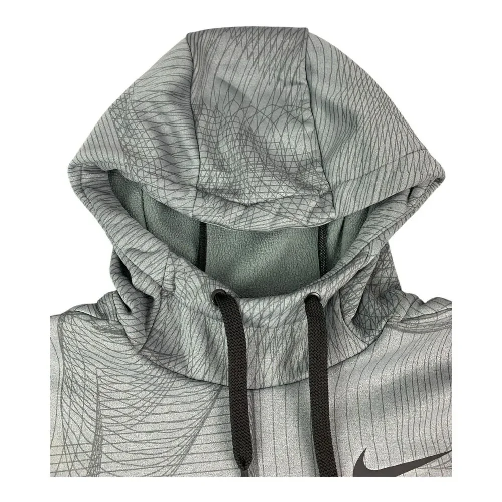Nike Mens Thema Fleece Pullover AOP 1 Hoodie Gray BV2752 063 Size Medium